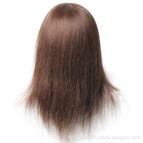 14 inch 100 real human hair mannequin head brown hair